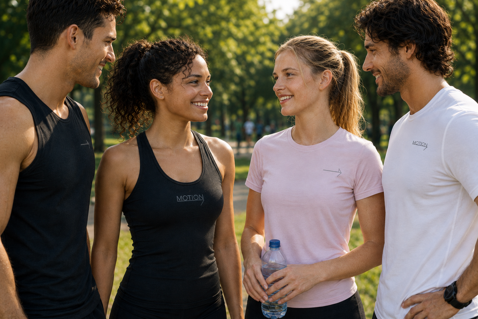 Motion activewear worn outdoors after training